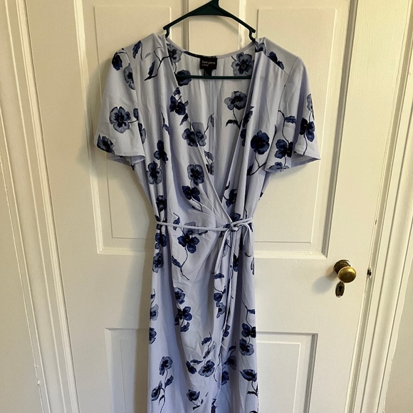 Blue Floral Hi-Low Wrap Dress - Picture 1 of 4